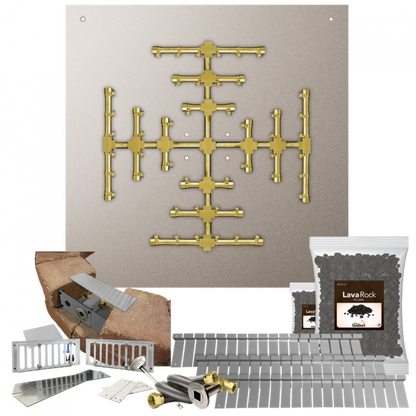 Firegear Pro Series SRW 34" Square Flat Pan Propane Gas Fire Pit Kit With Match Throw Ignition System