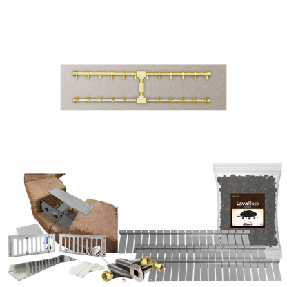 Firegear Pro Series SRW 36" x 10" Linear H Flat Pan Propane Gas Fire Pit Kit With Match Throw Ignition System