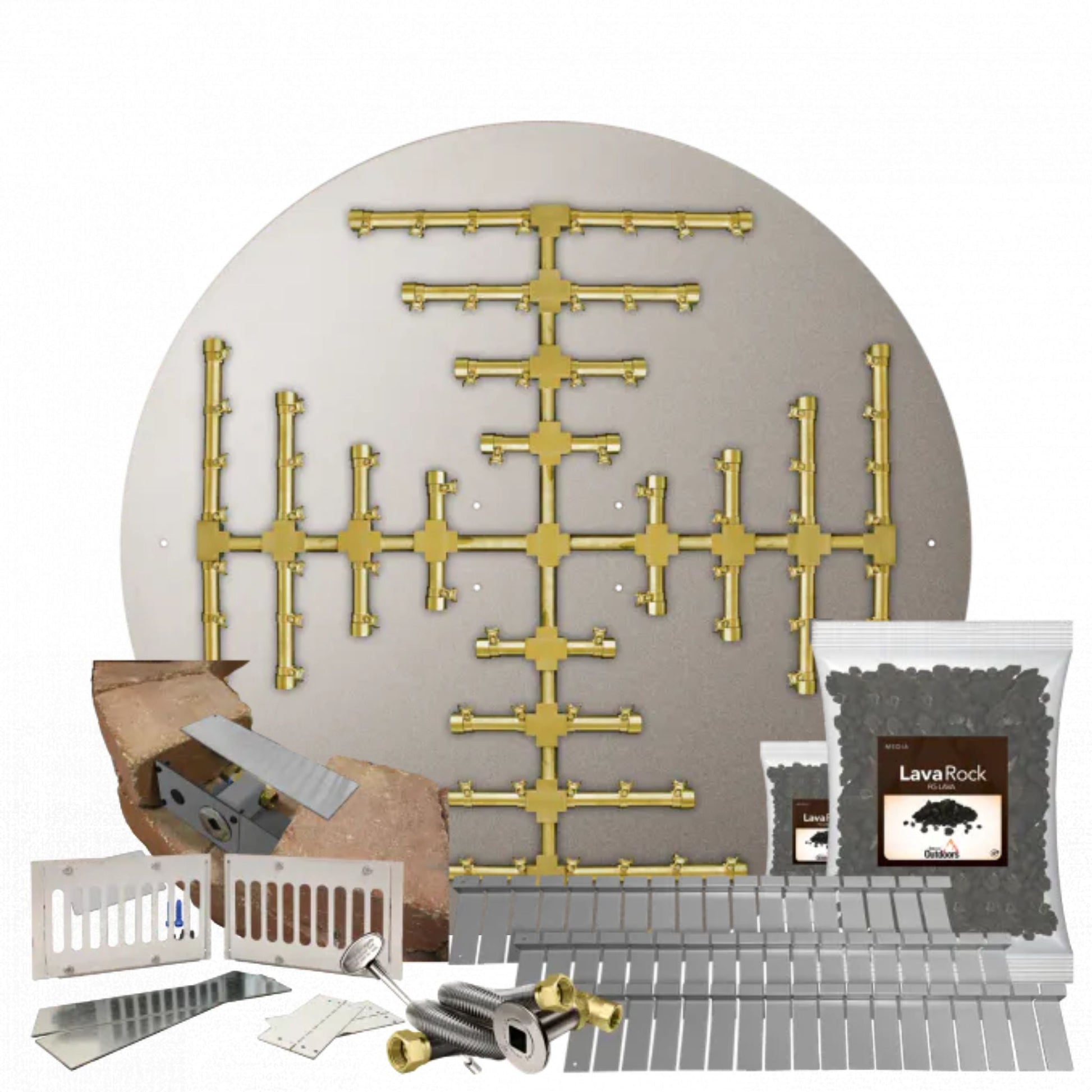 Firegear Pro Series SRW 39" Round Flat Pan Natural Gas Fire Pit Kit With Match Throw Ignition System and 6" Vent Kit