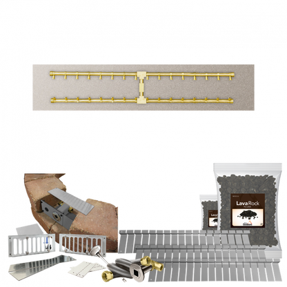 Firegear Pro Series SRW 48" x 10" Linear H Flat Pan Propane Gas Fire Pit Kit With Match Throw Ignition System