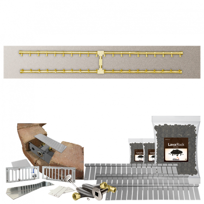 Firegear Pro Series SRW 60" x 10" Linear H Flat Pan Propane Gas Fire Pit Kit With Match Throw Ignition System