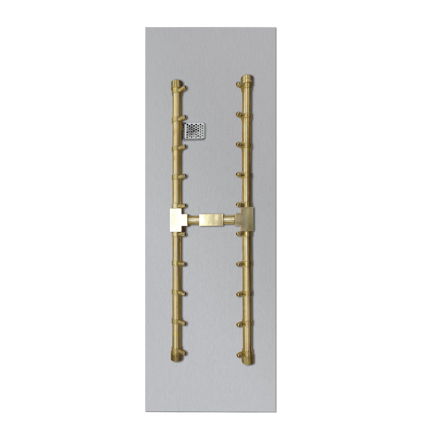 Firegear Pro Series Sanctuary 1 34" Linear Brass Natural Gas H Burner System With Stainless Steel Flat Pan and All Weather Electronic Ignition System