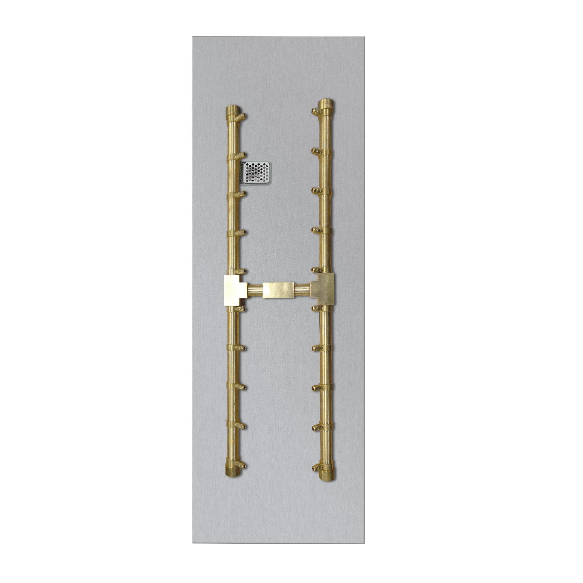 Firegear Pro Series Sanctuary 1 34" Linear Brass Natural Gas H Burner System With Stainless Steel Flat Pan and All Weather Electronic Ignition System
