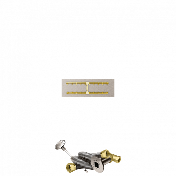 Firegear Pro Series Sanctuary 1 34" Linear Brass Natural Gas H Burner System With Stainless Steel Flat Pan and Match Throw Ignition System
