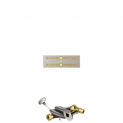 Firegear Pro Series Sanctuary 1 34" Linear Brass Natural Gas H Burner System With Stainless Steel Flat Pan and Match Throw Ignition System