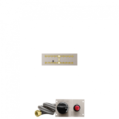 Firegear Pro Series Sanctuary 1 34" Linear Brass Propane Gas H Burner System With Stainless Steel Flat Pan and Thermocouple Piloted Safety Ignition System