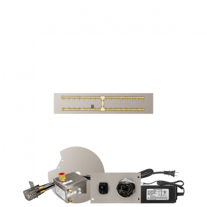 Firegear Pro Series Sanctuary 76 51" Linear Brass Natural Gas H Burner System With Stainless Steel Flat Pan and All Weather Electronic Ignition System