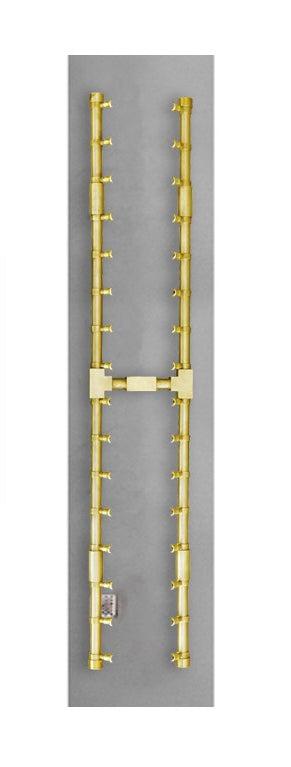 Firegear Pro Series Sanctuary 76 51" Linear Brass Natural Gas H Burner System With Stainless Steel Flat Pan and Match Throw Ignition System
