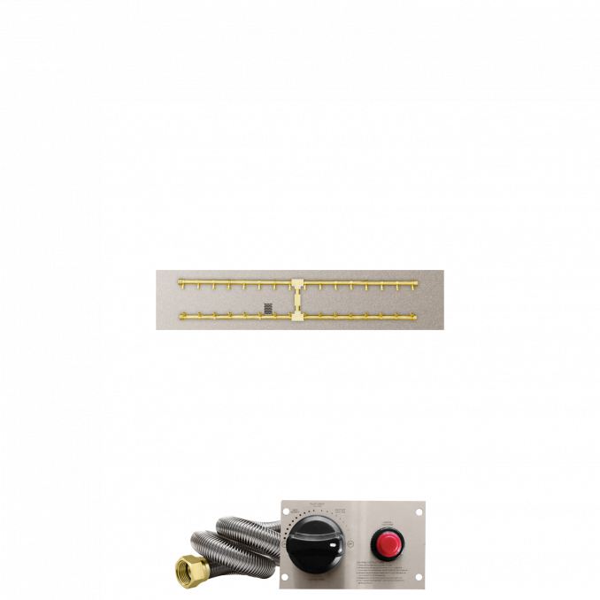 Firegear Pro Series Sanctuary 76 51" Linear Brass Natural Gas H Burner System With Stainless Steel Flat Pan and Thermocouple Piloted Safety Ignition System