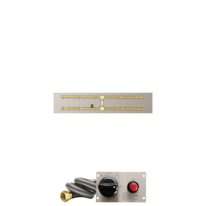 Firegear Pro Series Sanctuary 76 51" Linear Brass Natural Gas H Burner System With Stainless Steel Flat Pan and Thermocouple Piloted Safety Ignition System