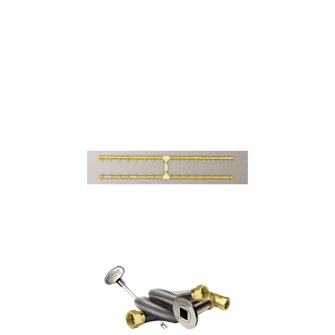 Firegear Pro Series Sanctuary 76 51" Linear Brass Propane Gas H Burner System With Stainless Steel Flat Pan and Match Throw Ignition System