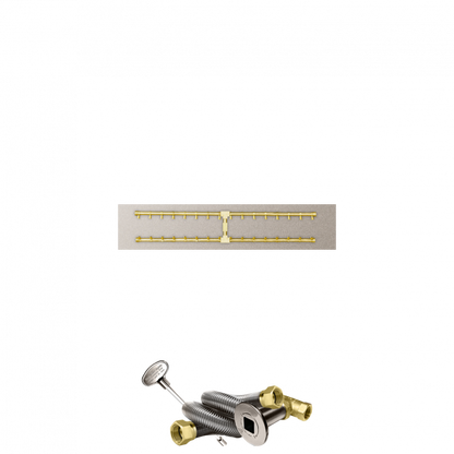 Firegear Pro Series Sanctuary 76 51" Linear Brass Propane Gas H Burner System With Stainless Steel Flat Pan and Match Throw Ignition System