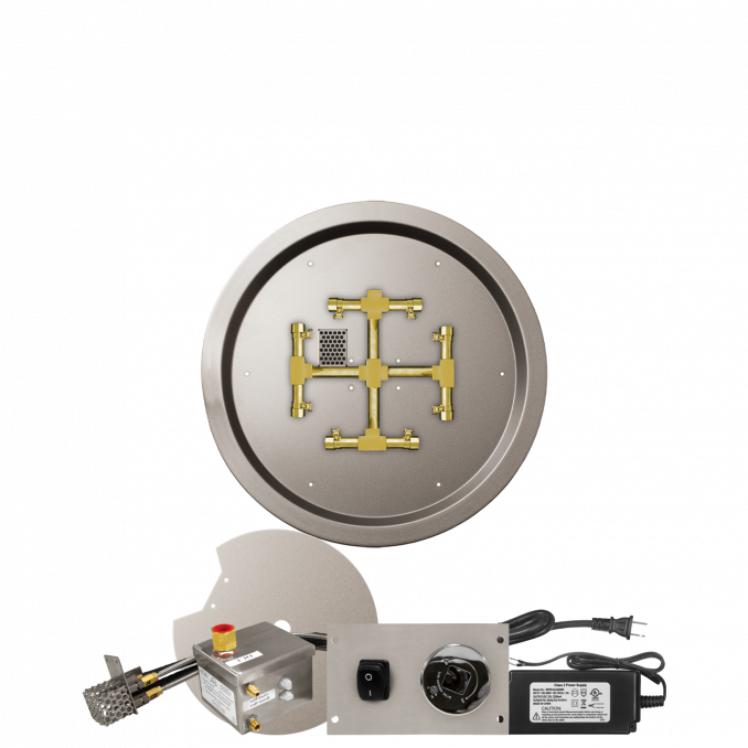 Firegear Pro Series Snowflake 19" Round Drop-In Pan Propane Gas Fire Pit Burner System With All Weather Electronic Ignition System