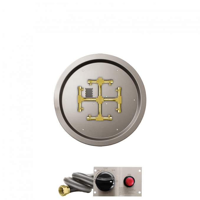 Firegear Pro Series Snowflake 19" Round Drop-In Pan Propane Gas Fire Pit Burner System With Thermocouple Piloted Safety Ignition System