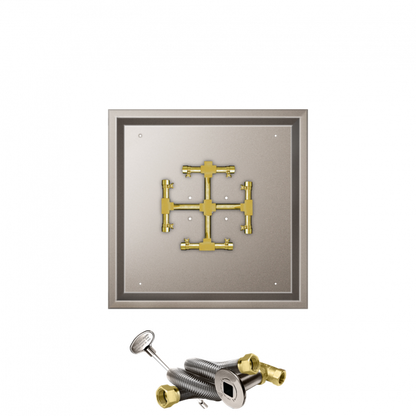 Firegear Pro Series Snowflake 20" Square Drop-In Pan Propane Gas Fire Pit Burner System With Match Throw Ignition System