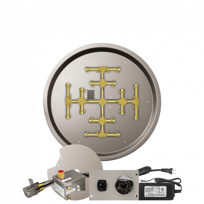 Firegear Pro Series Snowflake 25" Round Drop-In Pan Natural Gas Fire Pit Burner System With All Weather Electronic Ignition System