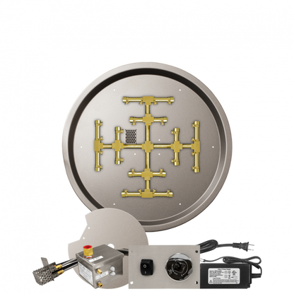 Firegear Pro Series Snowflake 25" Round Drop-In Pan Natural Gas Fire Pit Burner System With All Weather Electronic Ignition System