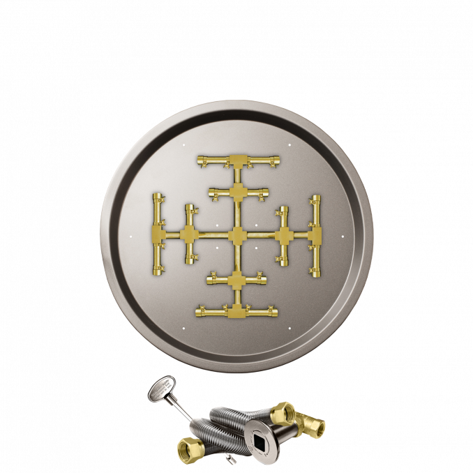 Firegear Pro Series Snowflake 25" Round Drop-In Pan Natural Gas Fire Pit Burner System With Match Throw Ignition System