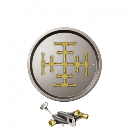Firegear Pro Series Snowflake 25" Round Drop-In Pan Natural Gas Fire Pit Burner System With Match Throw Ignition System