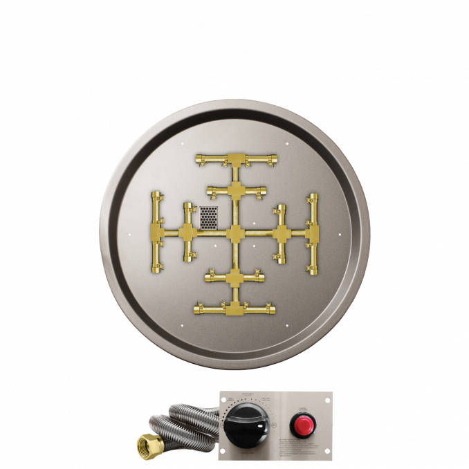 Firegear Pro Series Snowflake 25" Round Drop-In Pan Propane Gas Fire Pit Burner System With Thermocouple Piloted Safety Ignition System