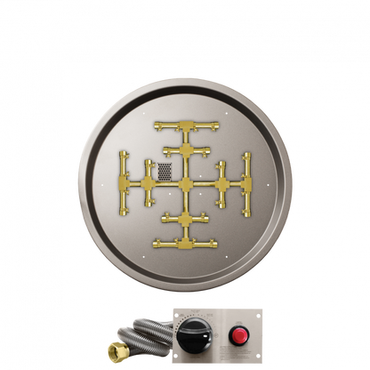 Firegear Pro Series Snowflake 25" Round Drop-In Pan Propane Gas Fire Pit Burner System With Thermocouple Piloted Safety Ignition System