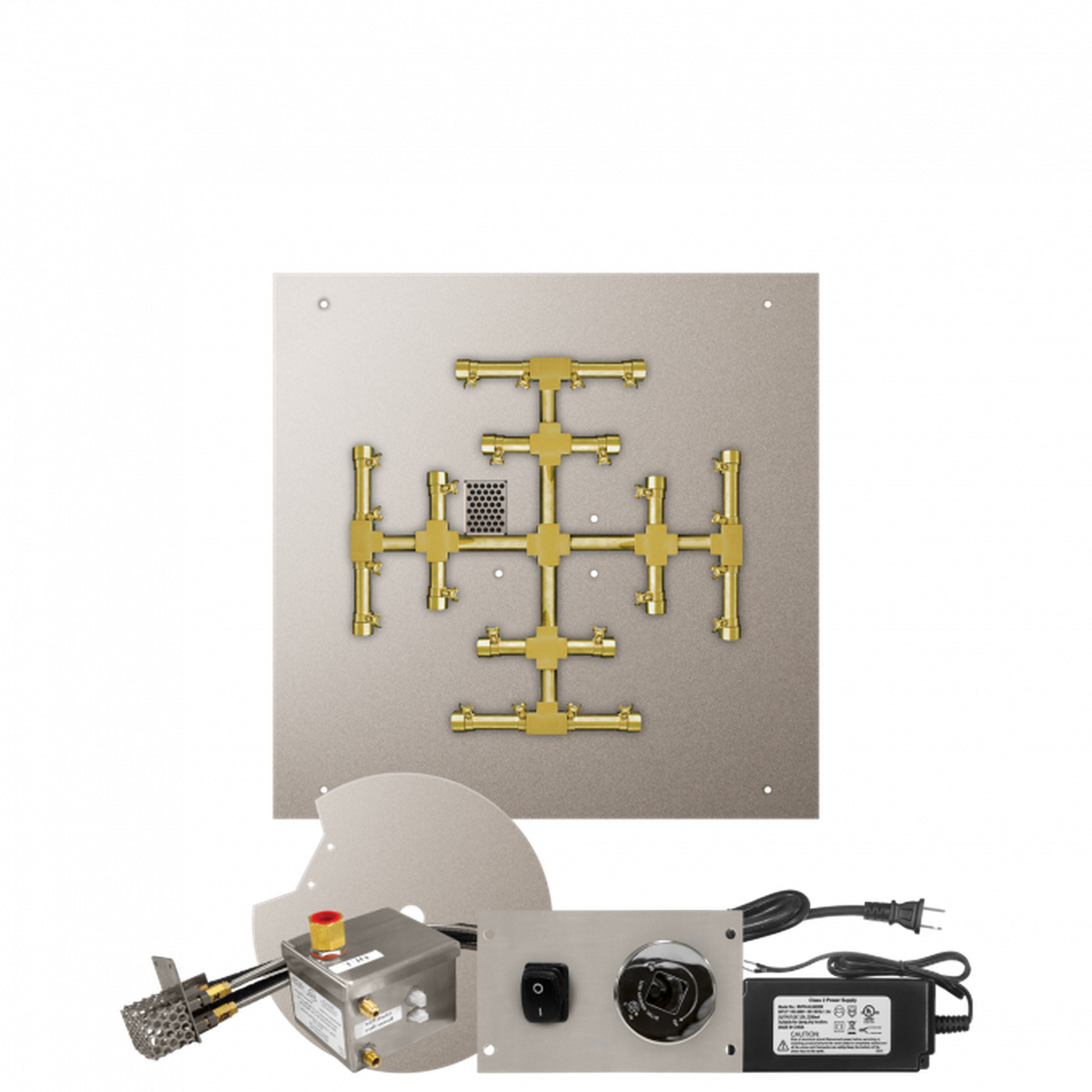 Firegear Pro Series Snowflake 25" Square Flat Pan Propane Gas Fire Pit Burner System With All Weather Electronic Ignition System