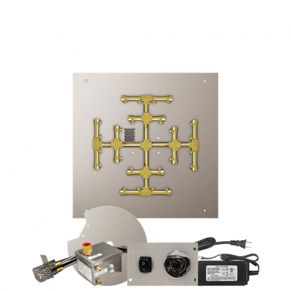 Firegear Pro Series Snowflake 25" Square Flat Pan Propane Gas Fire Pit Burner System With All Weather Electronic Ignition System