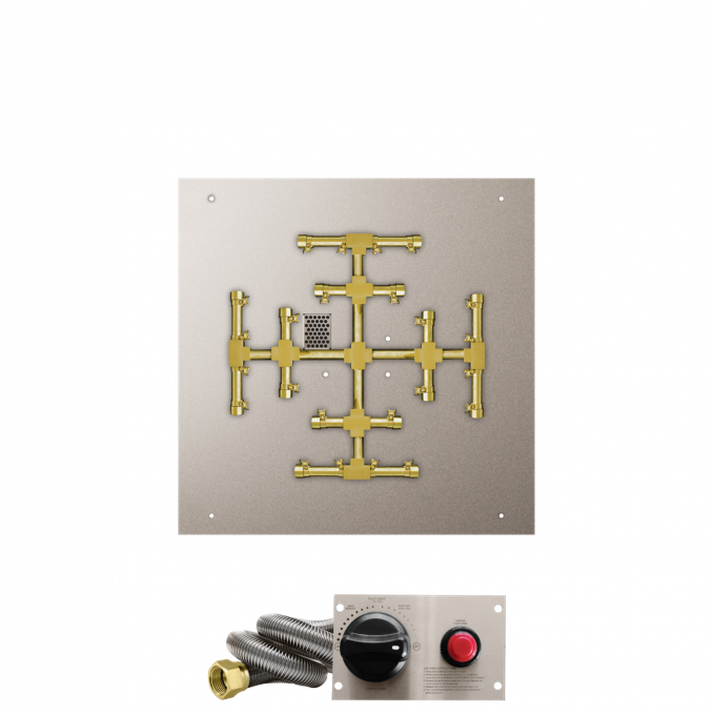 Firegear Pro Series Snowflake 25" Square Flat Pan Natural Gas Fire Pit Burner System With Thermocouple Piloted Safety Ignition System