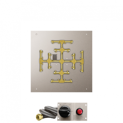 Firegear Pro Series Snowflake 25" Square Flat Pan Natural Gas Fire Pit Burner System With Thermocouple Piloted Safety Ignition System