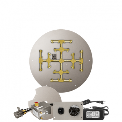 Firegear Pro Series Snowflake 26" Round Flat Pan Natural Gas Fire Pit Burner System With All Weather Electronic Ignition System