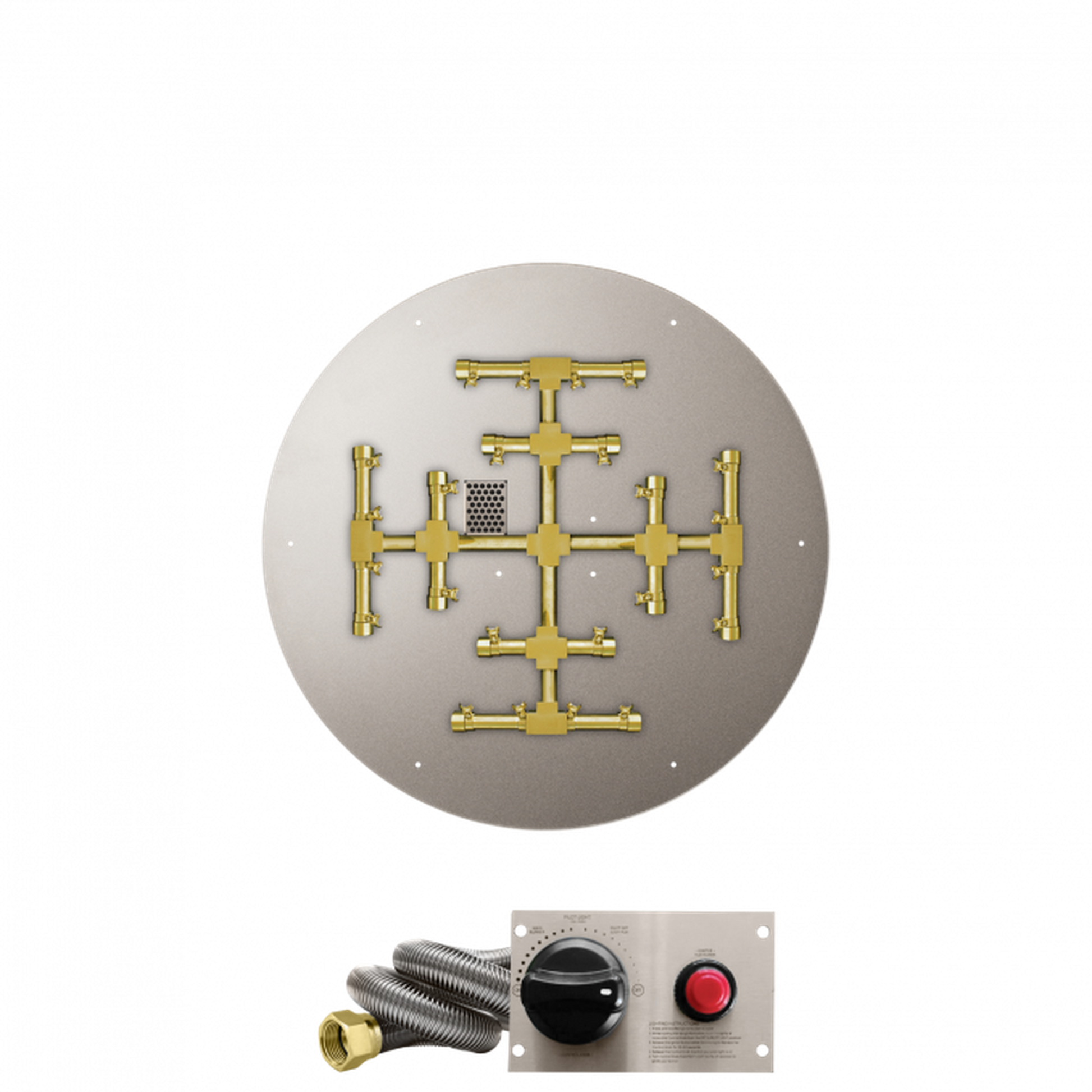 Firegear Pro Series Snowflake 26" Round Flat Pan Natural Gas Fire Pit Burner System With Thermocouple Piloted Safety Ignition System