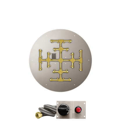 Firegear Pro Series Snowflake 26" Round Flat Pan Natural Gas Fire Pit Burner System With Thermocouple Piloted Safety Ignition System