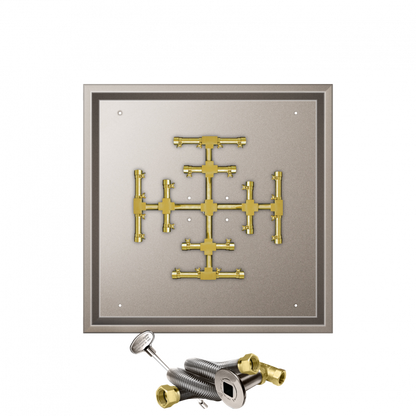 Firegear Pro Series Snowflake 26" Square Drop-In Pan Propane Gas Fire Pit Burner System With Match Throw Ignition System