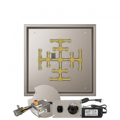Firegear Pro Series Snowflake 26" Square Drop-In Pan Propane Gas Fire Pit Burner Kit With All Weather Electronic Ignition System