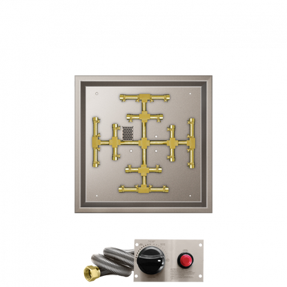Firegear Pro Series Snowflake 26" Square Drop-In Pan Propane Gas Fire Pit Burner Kit With Thermocouple Piloted Safety Ignition System