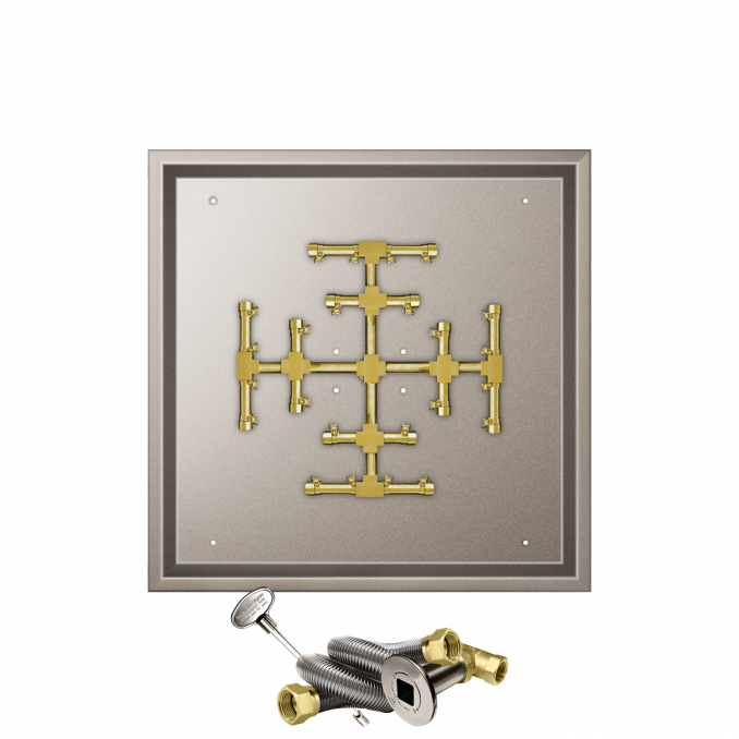 Firegear Pro Series Snowflake 26" Square Drop-In Pan Natural Gas Fire Pit Burner System With Match Throw Ignition System