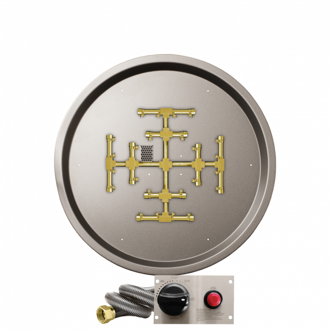 Firegear Pro Series Snowflake 29" Round Drop-In Pan Natural Gas Fire Pit Burner System With Thermocouple Piloted Safety Ignition System