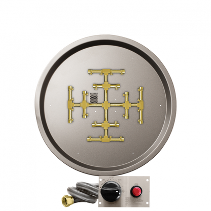 Firegear Pro Series Snowflake 29" Round Drop-In Pan Natural Gas Fire Pit Burner System With Thermocouple Piloted Safety Ignition System