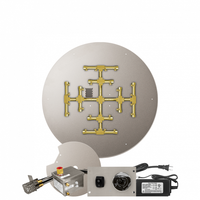 Firegear Pro Series Snowflake 29" Round Flat Pan Propane Gas Fire Pit Burner System With All Weather Electronic Ignition System