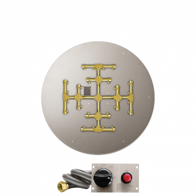 Firegear Pro Series Snowflake 29" Round Flat Pan Natural Gas Fire Pit Burner System With Thermocouple Piloted Safety Ignition System