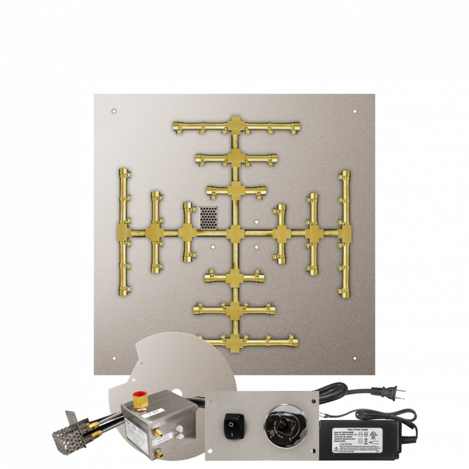Firegear Pro Series Snowflake 30" Square Flat Pan Propane Gas Fire Pit Burner System With All Weather Electronic Ignition System