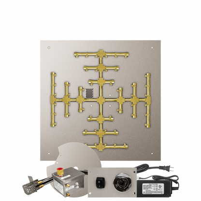 Firegear Pro Series Snowflake 30" Square Flat Pan Propane Gas Fire Pit Burner System With All Weather Electronic Ignition System