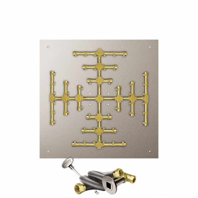 Firegear Pro Series Snowflake 30" Square Flat Pan Natural Gas Fire Pit Burner System With Match Throw Ignition System
