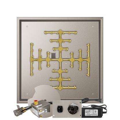 Firegear Pro Series Snowflake 32" Square Drop-In Pan Natural Gas Fire Pit Burner Kit With All Weather Electronic Ignition System