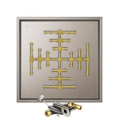Firegear Pro Series Snowflake 32" Square Drop-In Pan Propane Gas Fire Pit Burner System With Match Throw Ignition System