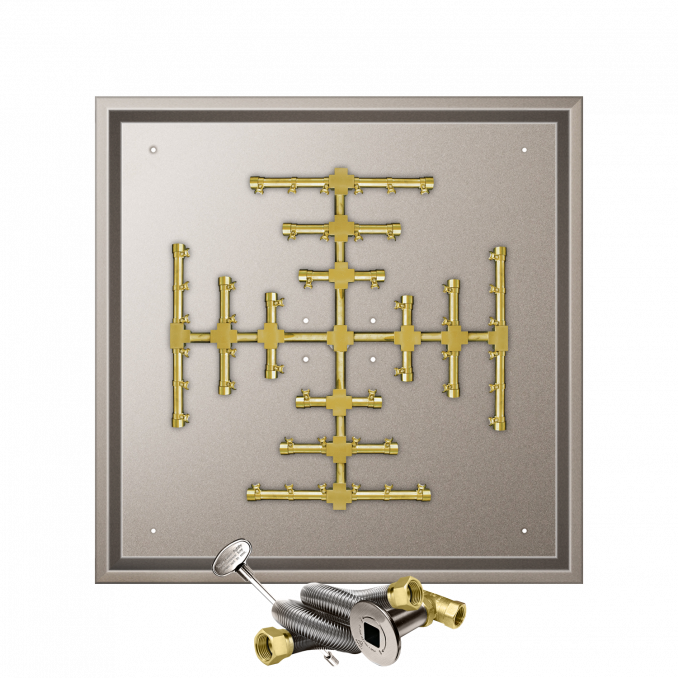 Firegear Pro Series Snowflake 32" Square Drop-In Pan Natural Gas Fire Pit Burner System With Match Throw Ignition System