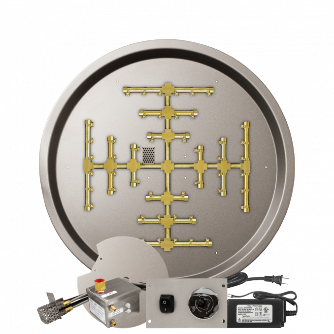 Firegear Pro Series Snowflake 33" Round Drop-In Pan Propane Gas Fire Pit Burner System With All Weather Electronic Ignition System