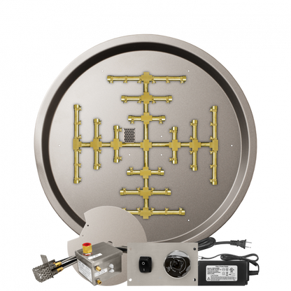 Firegear Pro Series Snowflake 33" Round Drop-In Pan Natural Gas Fire Pit Burner System With All Weather Electronic Ignition System