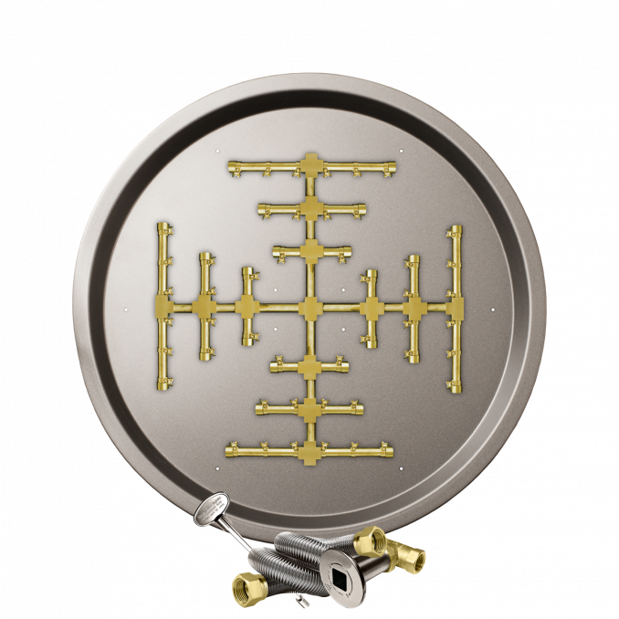 Firegear Pro Series Snowflake 33" Round Drop-In Pan Natural Gas Fire Pit Burner System With Match Throw Ignition System