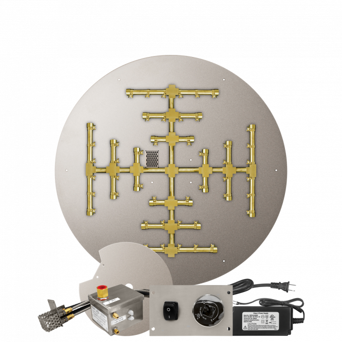 Firegear Pro Series Snowflake 34" Round Flat Pan Propane Gas Fire Pit Burner System With All Weather Electronic Ignition System